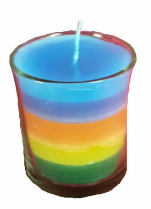 Picture of Medium Unscented Candle (Normal Wax) in Glass (Rainbow)